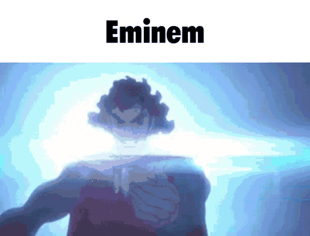 a picture of a man with the word eminem written above him
