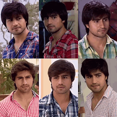 a man wearing a plaid shirt with the number 98 on the front