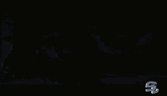 an advertisement for a video game shows a space ship in space with the letter s on the bottom right