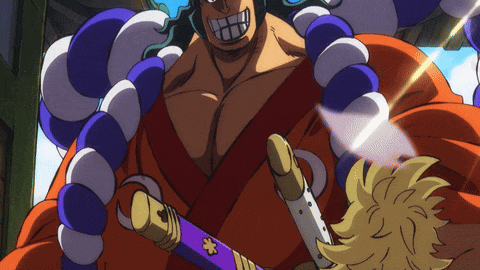 a cartoon character is holding a sword with a flower on the handle