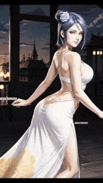 a drawing of a woman in a white dress with the word directorpath on the bottom right