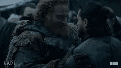 two men are hugging each other in a scene from got on hbo