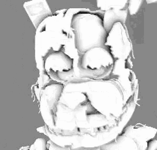 a black and white image of a cartoon character with a very angry face .