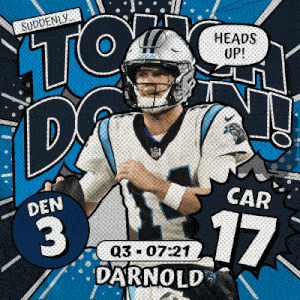 an advertisement for carolina panthers quarterback den darnold says that he heads up