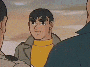 a cartoon of two men standing next to each other with one smiling