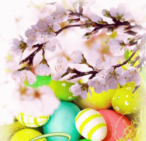 Cherry Blossoms Happy Easter GIF - Cherry Blossoms Happy Easter Easter Bunny GIFs