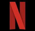 a red letter n on a black background
