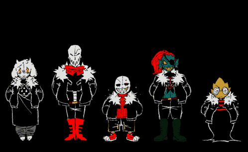 a group of undertale characters standing next to each other