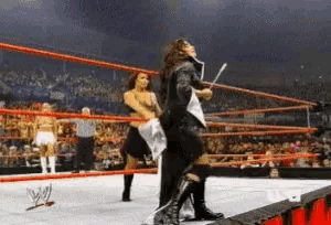 a wrestling ring with the word wwe on the bottom