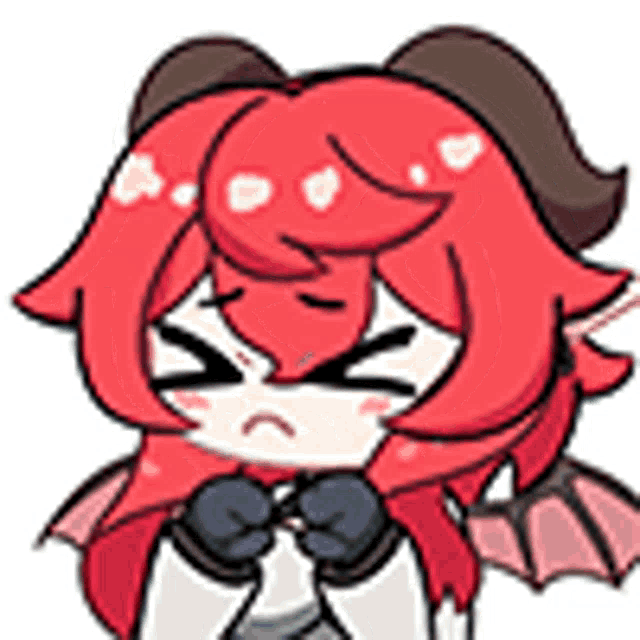 a cartoon of a girl with red hair and horns .