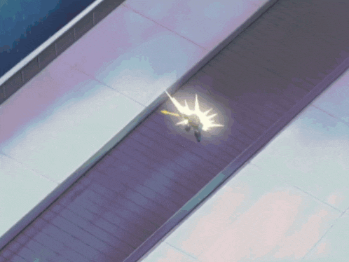 a cartoon character is flying through the air with a sword