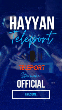 a poster for hayyan teleport shows a man singing into a microphone