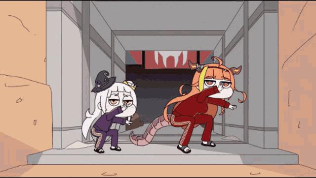 a cartoon drawing of a girl with a long tail
