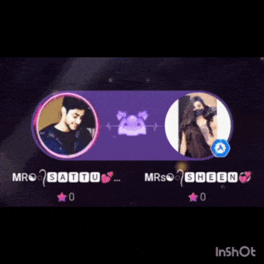 a blurry picture of a man and a woman with a purple background and the word inshot at the bottom