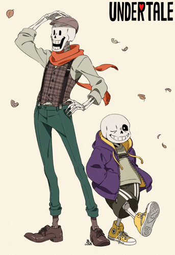 two skeletons are standing next to each other with undertale written on the bottom
