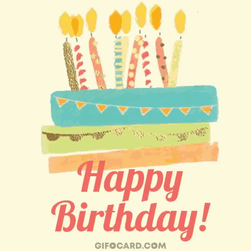 a birthday card that says happy birthday with a cake and candles