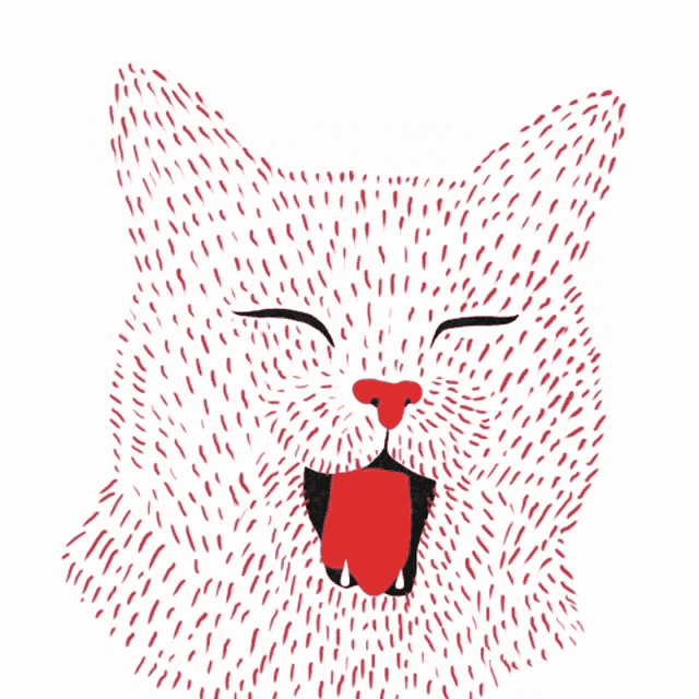 a drawing of a furry animal with its mouth wide open