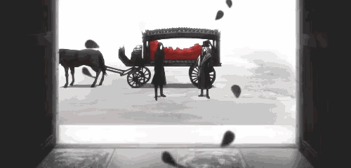 a black and white photo of a horse drawn carriage
