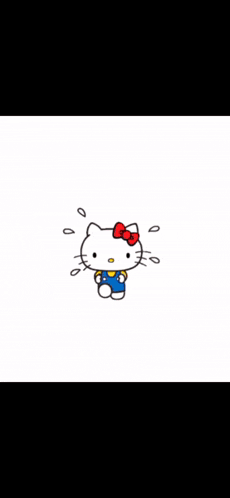 a couple of hello kitty cartoon characters standing next to each other with the words reply when i 'm hungry below them