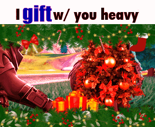 a picture of a christmas tree with the words i gift w / you heavy below it