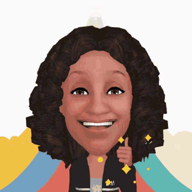 a cartoon woman is smiling and giving a thumbs up sign