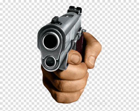 a close up of a hand holding a gun on a clear background