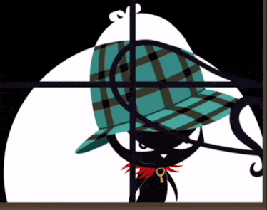a cartoon character wearing a detective hat and a key