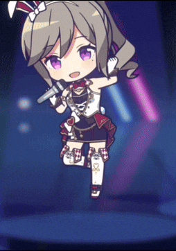 a girl in a bunny costume is holding a microphone in her hand