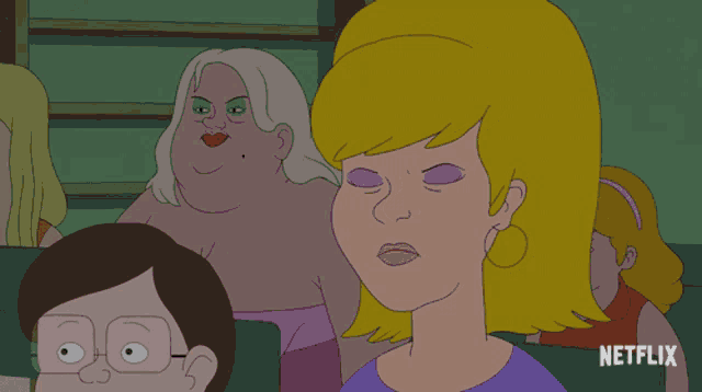 a cartoon of a group of people with a netflix logo on the bottom