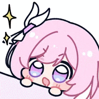 a cartoon of a girl with pink hair and purple eyes laying on a bed .