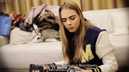 You’re Not Glued To Your Phone. GIF - Cara Delivigne I Phone Weird GIFs
