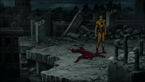 a cartoon of a man kicking another man who is crawling on the ground