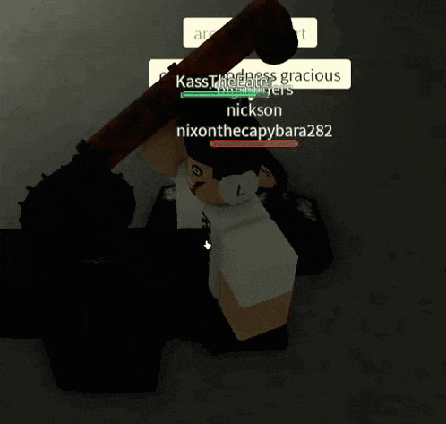 a person in a video game is asking for help from bignamer nickson