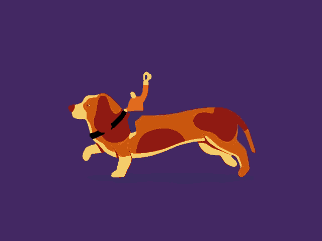 a man is riding on the back of a large dog