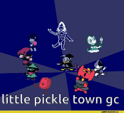 a poster with a bunch of characters and the words little pickle town gc