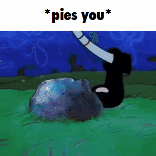 a cartoon of a person laying on a rock with the words " pies you " above them