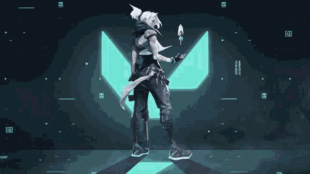 a video game character is standing in front of a screen that says ' power grid ' on it