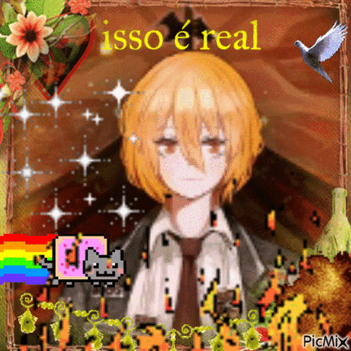 a picture of a boy in a suit and tie with the words isso e real written above him