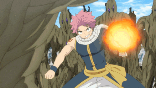 a cartoon character is holding a ball of fire in his hands