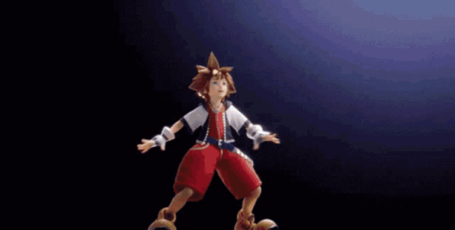 sora from kingdom hearts is holding a sword in her hand