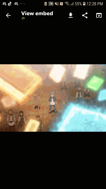 a screenshot of a video on a phone that says view embed at the top