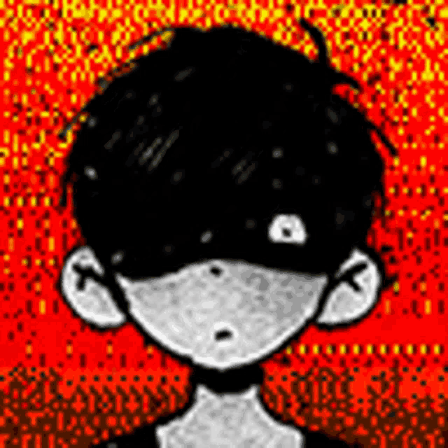 a black and white drawing of a boy wearing a mask .
