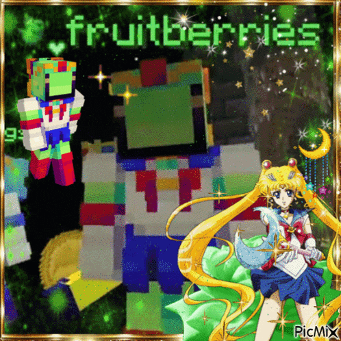 a picture of fruitberries with a picture of a sailor moon