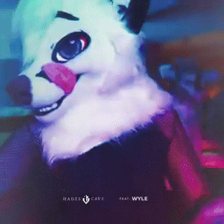 a poster for hades cave featuring wyle shows a furry animal with its tongue out