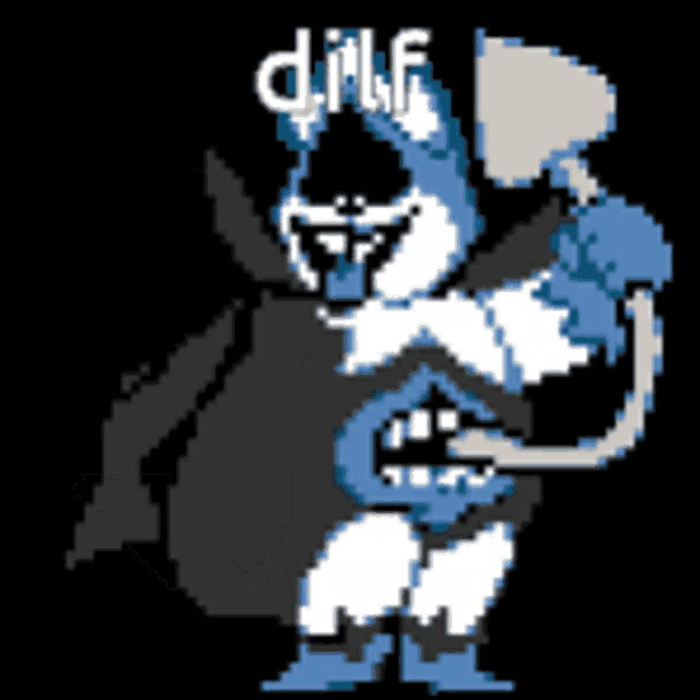 a pixel art of a cartoon character holding a sword with the word diff written on it