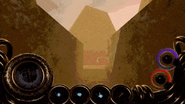 a screenshot of a video game shows a pyramid and a compass