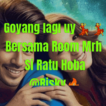 a picture of a man and a woman with the words goyang lagi uy bersama room mrn si ratu hoba