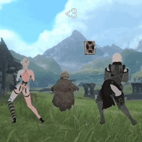 a video game scene with the number 3 in the upper right corner