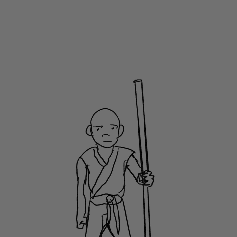 a gray background with a shadow of a sword on it