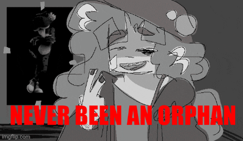 a drawing of a girl with the words never been an orphan